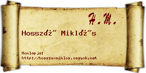 Hosszú Miklós névjegykártya
