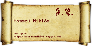 Hosszú Miklós névjegykártya